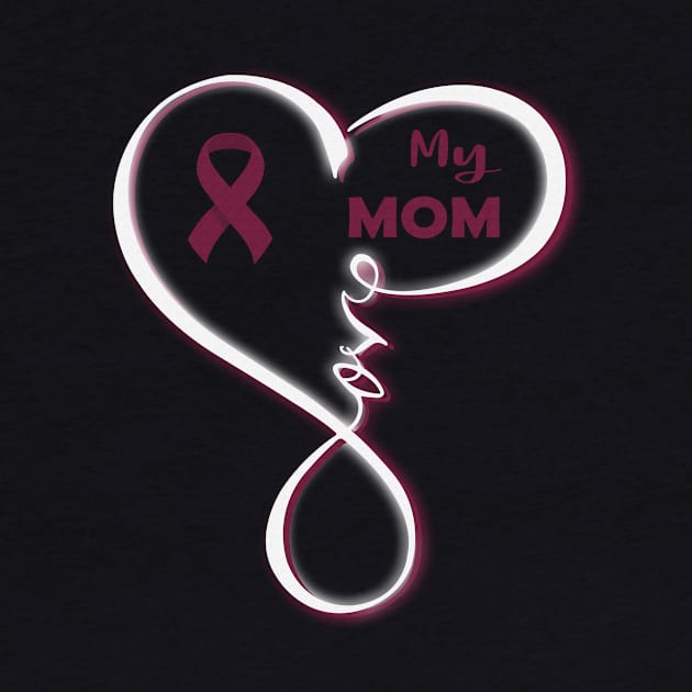 Love My Mom Heart Sickle Cell Awareness Burgundy Ribbon Warrior by celsaclaudio506